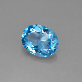 Topázio azul natural 3,14ct, corte oval, VS