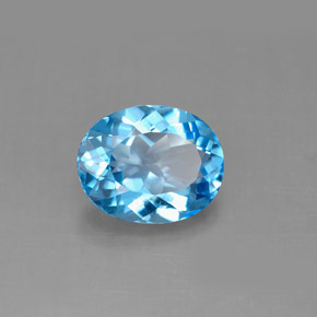Topázio azul natural 3,14ct, corte oval, VS