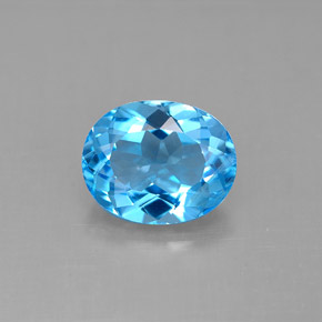 Topázio azul natural 3,28ct, corte oval, VS