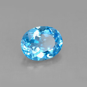 Topázio azul natural 3,28ct, corte oval, VS