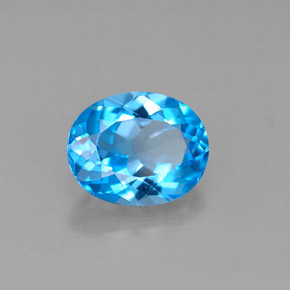 Topázio azul natural 3,35ct, corte oval, VVS-VS