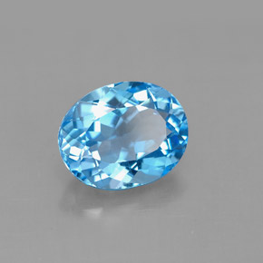 Topázio azul natural 3,40ct, corte oval, VS