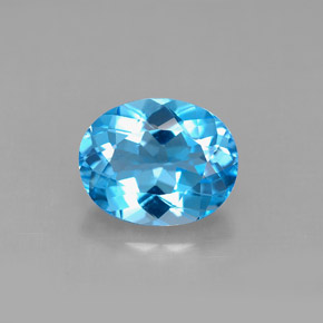 Topázio azul natural 3,29ct, corte oval, VS