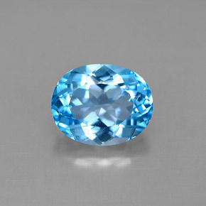 Topázio azul natural 3,66ct, corte oval, VS