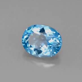 Topázio azul natural 3,66ct, corte oval, VS