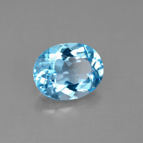 Topázio azul natural 3,29ct, corte oval, VS