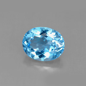 Topázio azul natural 3,53ct, corte oval, VS