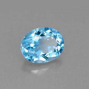 Topázio azul natural 3,53ct, corte oval, VS