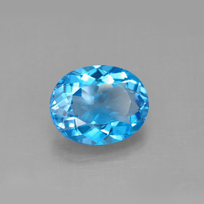 Topázio azul natural 3,46ct, corte oval, VS