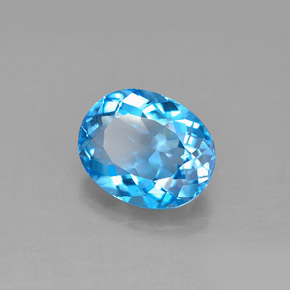 Topázio azul natural 3,46ct, corte oval, VS