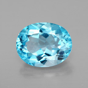Topázio azul natural 3,28ct, corte oval, VS
