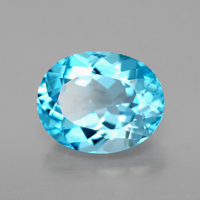 Topázio azul natural 3,28ct, corte oval, VS