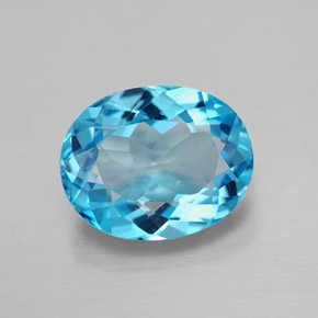 Topázio azul natural 3,23ct, corte oval, VVS-VS