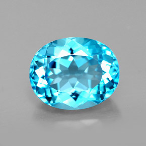 Topázio azul natural 3,46ct, corte oval, VS