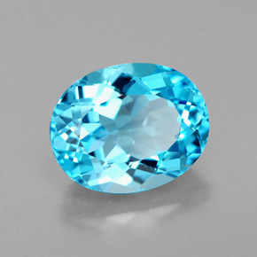 Topázio azul natural 3,46ct, corte oval, VS