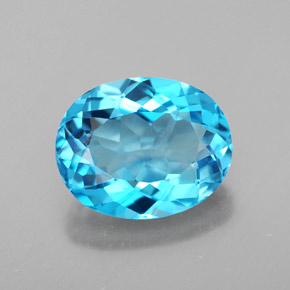 Topázio azul natural 3,42ct, corte oval, VS