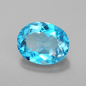 Topázio azul natural 3,42ct, corte oval, VS