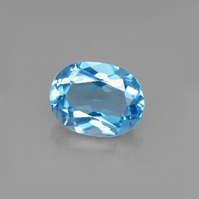Topázio azul natural 2,22ct, corte oval, VS