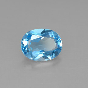 Topázio azul natural 2,22ct, corte oval, VS
