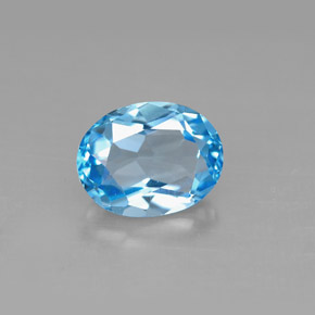 Topázio azul natural 2,37ct, corte oval, VS