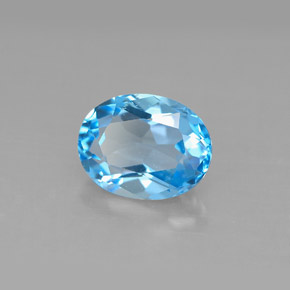 Topázio azul natural 2,37ct, corte oval, VS