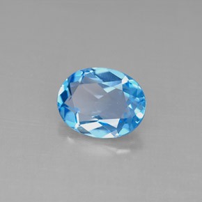 Topázio azul natural 2,11ct, corte oval, VS