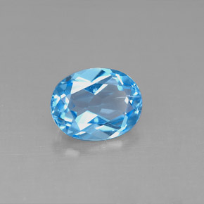 Topázio azul natural 2,18ct, corte oval, VS