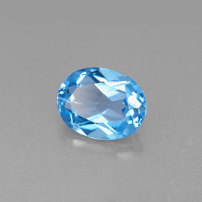 Topázio azul natural 2,18ct, corte oval, VS