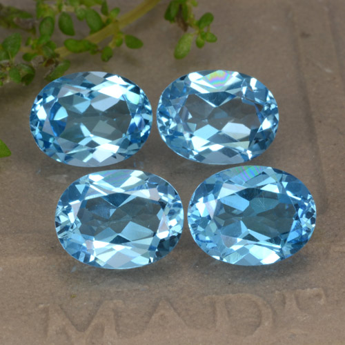 Pedras preciosas de topázio azul natural de 9,12 ct, corte oval, VVS-VS