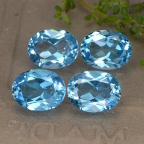 Pedras preciosas de topázio azul natural de 9,12 ct, corte oval, VVS-VS