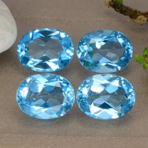 Pedras preciosas de topázio azul natural de 8,92 ct, corte oval, VVS-VS