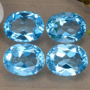 Pedras preciosas de topázio azul natural de 8,92 ct, corte oval, VVS-VS