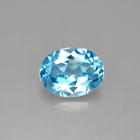 Topázio azul natural 1,89ct, corte oval, VS