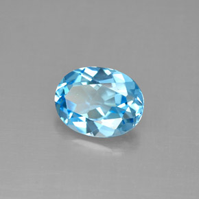 Topázio azul natural 1,89ct, corte oval, VS