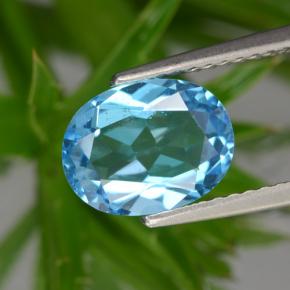 Topázio azul natural 2,39ct, corte oval, VS