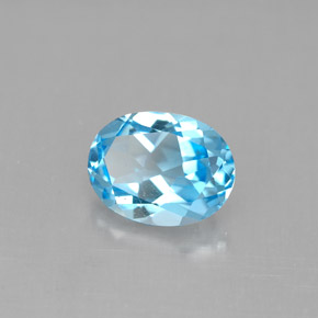 Topázio azul natural 2,12ct, corte oval, VVS-VS