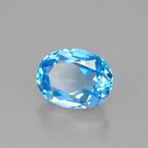 Topázio azul natural 2,48ct, corte oval, VVS-VS
