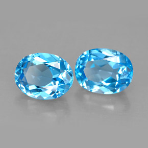 Pedras preciosas de topázio azul natural de  ct, corte oval, VVS-VS