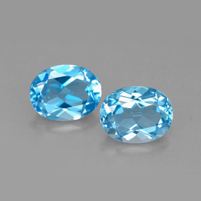 Pedras preciosas de topázio azul natural de  ct, corte oval, VVS-VS