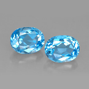 Pedras preciosas de topázio azul natural de  ct, corte oval, VVS-VS