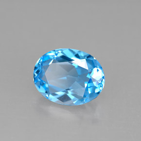 Topázio azul natural 2,37ct, corte oval, VS