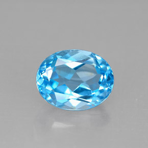 Topázio azul natural 2,34ct, corte oval, VS