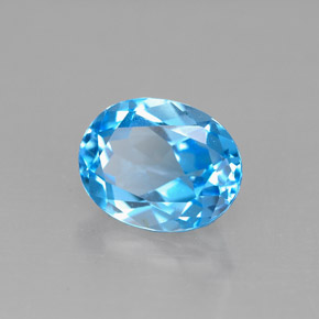 Topázio azul natural 2,34ct, corte oval, VS