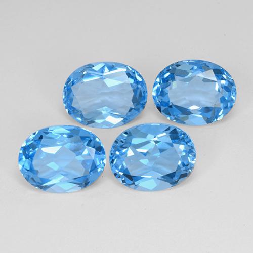 Pedras preciosas de topázio azul natural de 10,25 ct, corte oval, VVS-VS