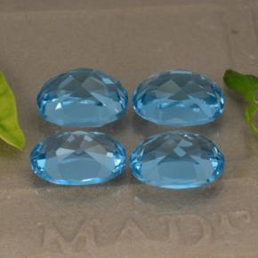 Pedras preciosas de topázio azul natural de 10,54 ct, corte oval, VVS-VS