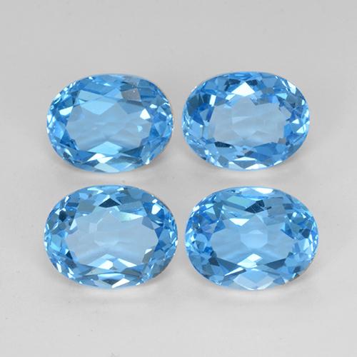 Pedras preciosas de topázio azul natural de 10,89 ct, corte oval, VVS-VS