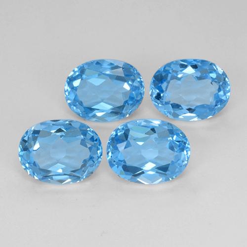 Pedras preciosas de topázio azul natural de 10,89 ct, corte oval, VVS-VS