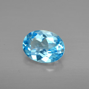 Topázio azul natural 1,40ct, corte oval, VS