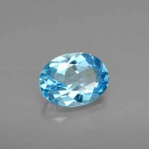 Topázio azul natural 1,40ct, corte oval, VS