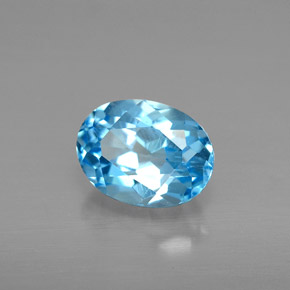 Topázio azul natural 1,72ct, corte oval, VS
